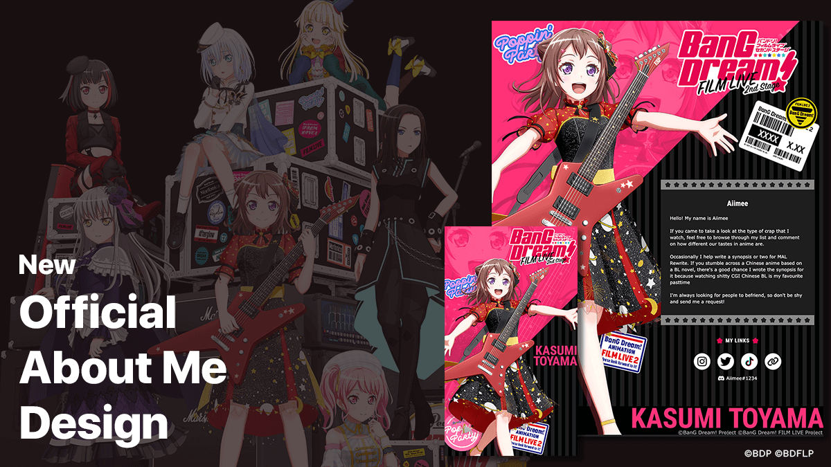 BanG Dream! Film Live 2nd Stage Profile Designs