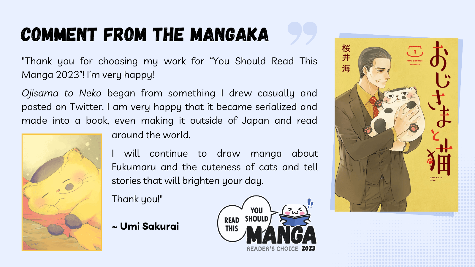 Comment from the mangaka of Ojisama to Neko